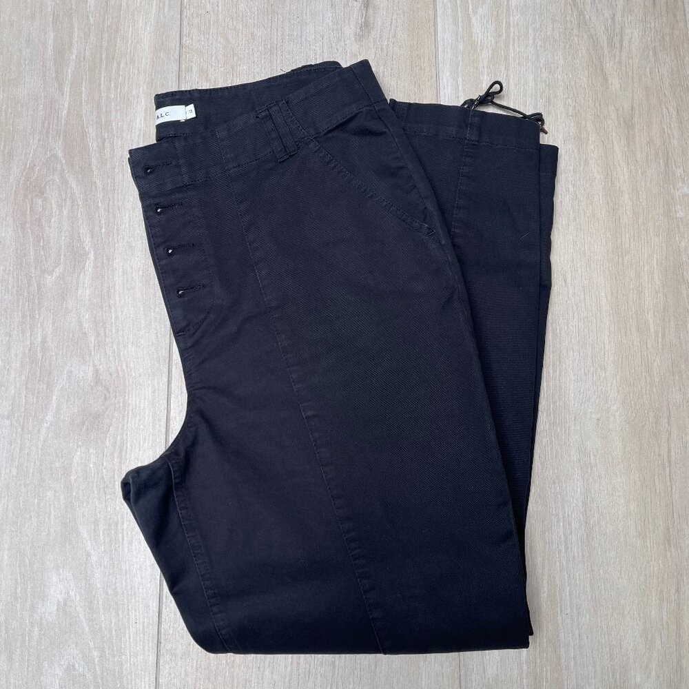 A.L.C. High Waist Black Pants with lace up bottoms.